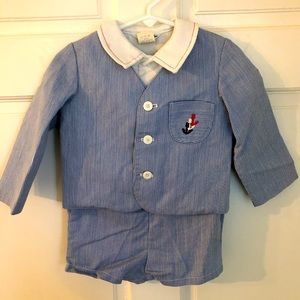Vintage 3 Piece Blue Stripe Sailor Suit 24 Months